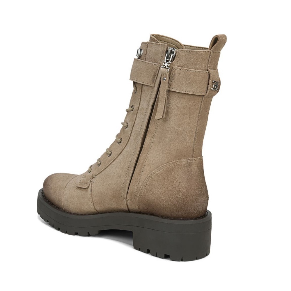 Sam Edelman Suede Combat Boot Junip Safari Tan NWT 7.5 Lug Sole Moto Platform - Picture 3 of 10